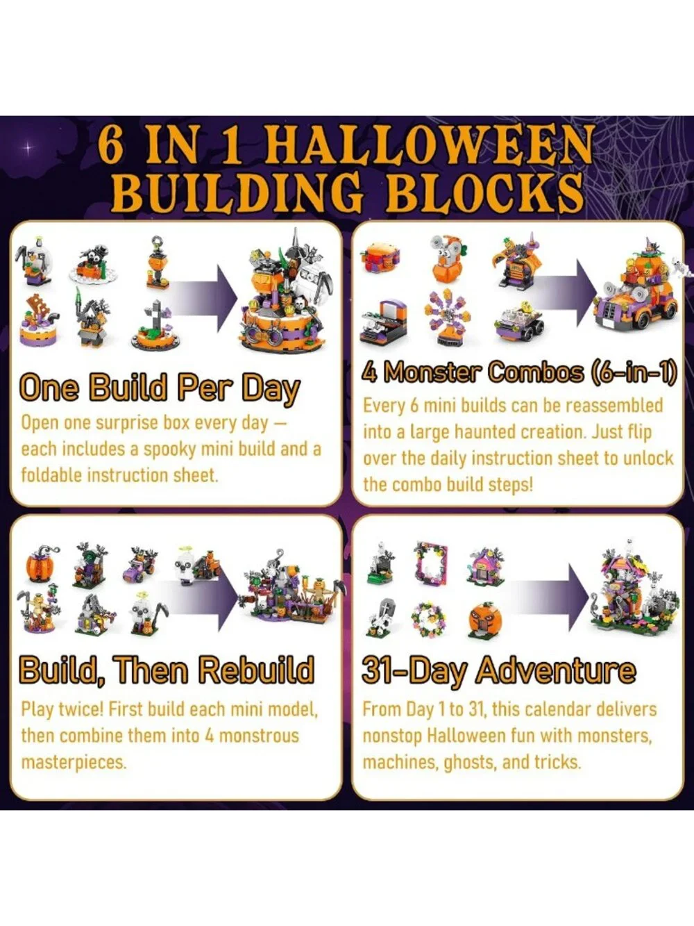 31-Day Halloween Advent Calendar 2026 | Building Blocks Set for Teens & Kids